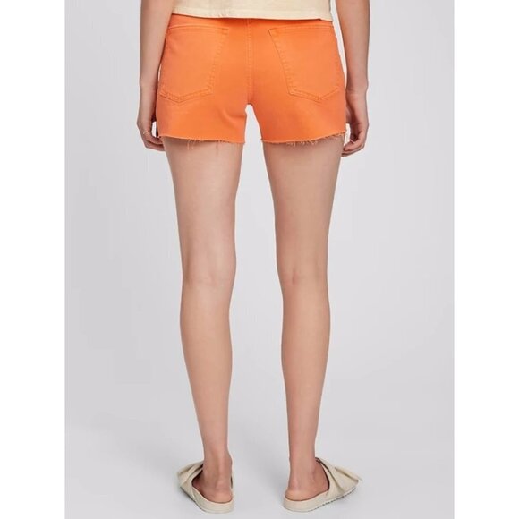 NWT Gap distressed “washed out” faded look orange cotton denim jean shorts, 26 - Picture 3 of 10